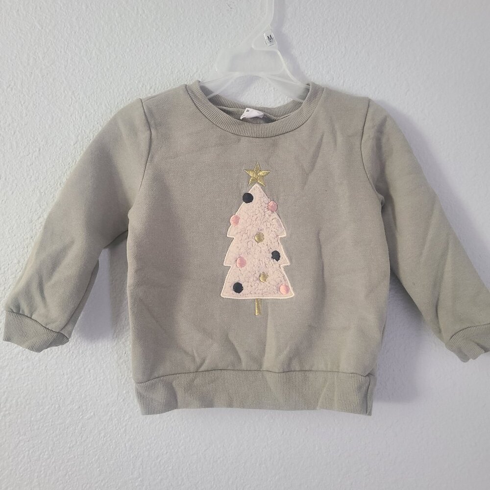 PL Kids Toddler Holiday Sweatshirt Fleece-Lined Christmas Pullover Grey Size 2